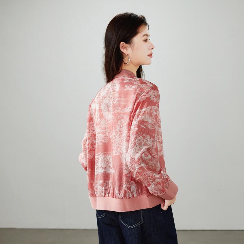 SOFSIL 2026 Frühling Damen 100% Seide Bedruckte Kurze Jacke