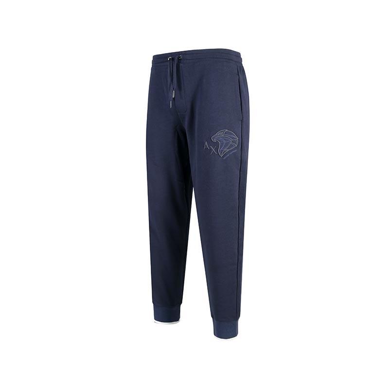 Armani Exchange SS24 Logo Eagle Embroidered Cuffed Knit Joggers Men Joggers Navy-Blue 3DZPHQ-ZJ9KZ-15CX