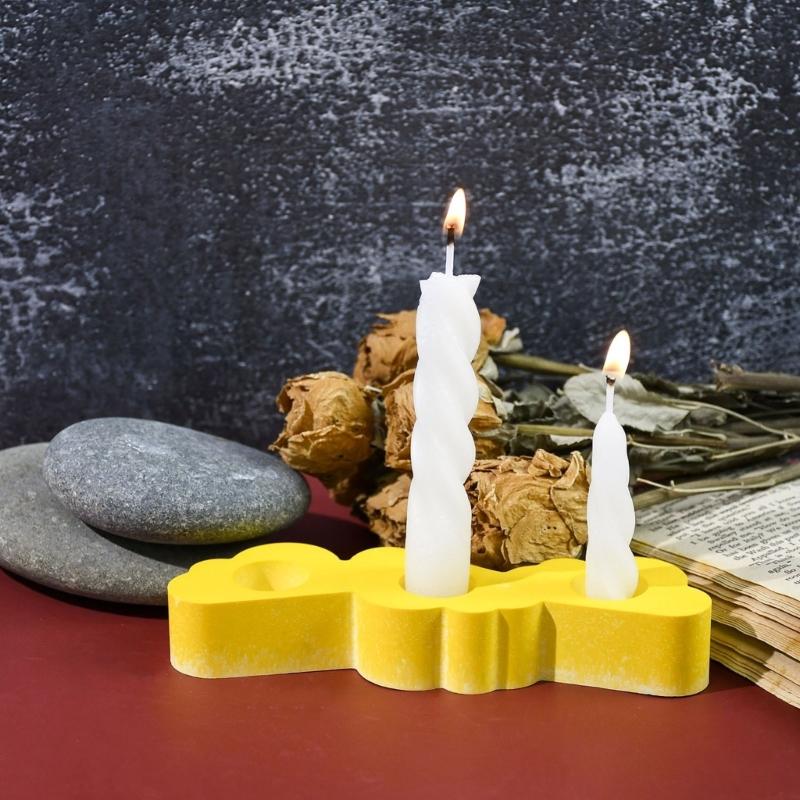 3 Hole Candle Holder Mold Flower Heart Candlestick Silicone Mould Concrete Resin Cast Molds for Wedding Valentines Day