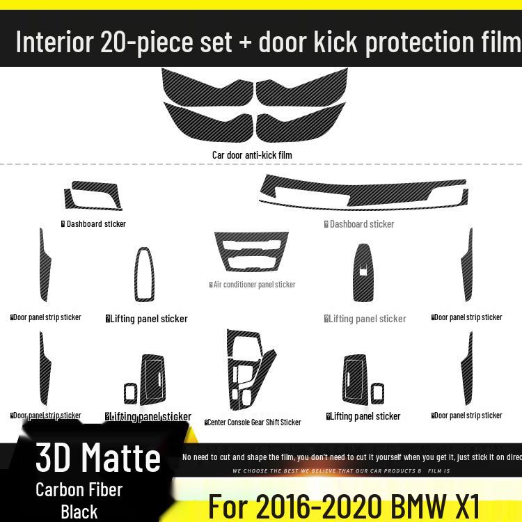 BMW X1/X2 Carbon Fiber Interior Anti-Kick Sticker (2016-2020) - Transparent TPU Console Protector