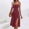 2025 Bohemian Dress Sexy Suspender Split Polka Dot Dress