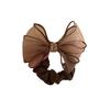 Elegant Netted Hair Elastic With Glittering Rhinestones Bows Decoration Hair Accessories For Ponytails Special Occasion