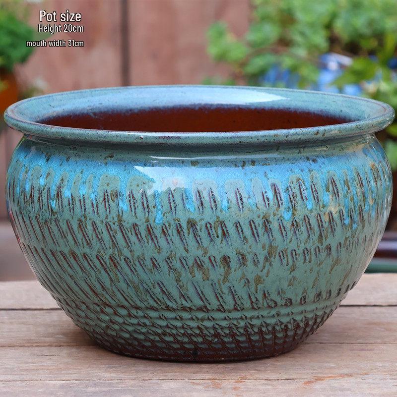 Retro Ceramic Wide Mouth Flower Pot - Tree Trunk Design for Succulents, Bougainvillea, Hydrangea, Roses  