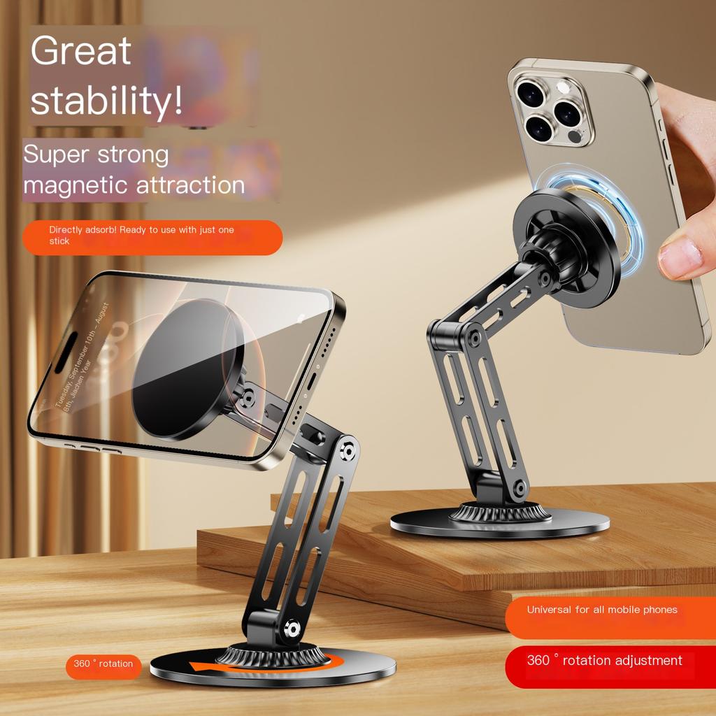 1080 Rotate Aluminium Alloy Foldable Magnetic Desktop Phone Stand Desk Lazy Holder For Magsafe 17 16 15 14 13 12 Pro Max