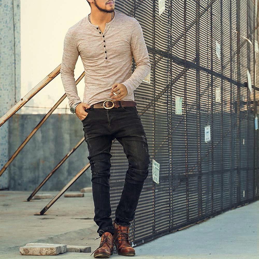 

Мужская Повседневная Футболка с Длинным Рукавом, Воротником на Пуговицах, Приталенная, Топ, Блузка XL хаки