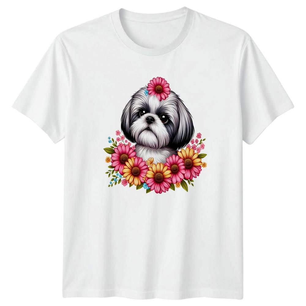 Shih Tzu Dog Portrait With Colorful Unisexs TShirt Shih Tzu Dog Pet Mothers Day S