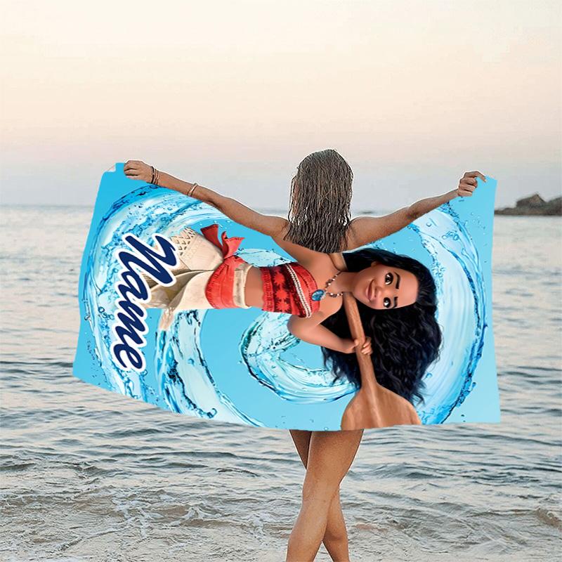1pc Princess3 Beach Towel with Custom Name, Beach/Swimming/Bath/Picnic/Camping Towel, Suitable for Seaside Beaches