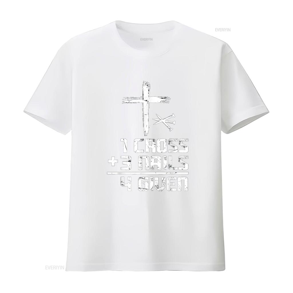Christian Cross Faith 1 3 Nails 4 Given T Shirt Vintage Washed Graphic Breathable Slightly Casual Stretched Soft Versatile