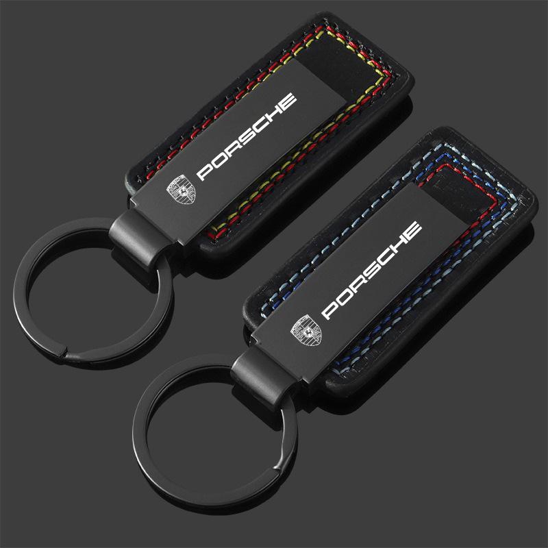 KSRQ6 3 color Car Keychain Logo Key Ring ChainPendant Gifts For Porsche Cayenne Panamera Macan 911 718 Taycan Boxster Cayman 918 Pajun