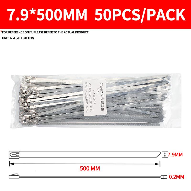 7.9mm 304 Stainless Steel Cable Ties, Heavy Duty Self-Locking Metal Zip Ties for Outdoor Cable Tray Wiring