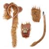 Young Lion Faux Fur Ears and Tail Halloween Costume Party Cosplay Christmas Animal Accessory Set Animal Ear Headband