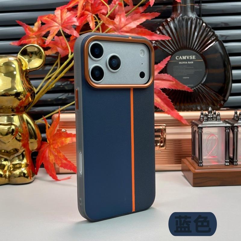 

Splicing Contrasting Magnetic Suction Leather Case for iPhone 17 Pro Max Air 16 Pro 15 14 13 Metal Lens Anti-fingerprint Cover iPhone 13 синій