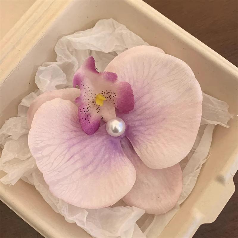 Spring Summer New Style Chinese Hairpin Flower Super Fairy Butterfly Orchid Pearl Duckbill Clip Travel Vacation Photography Hair Accessories Women