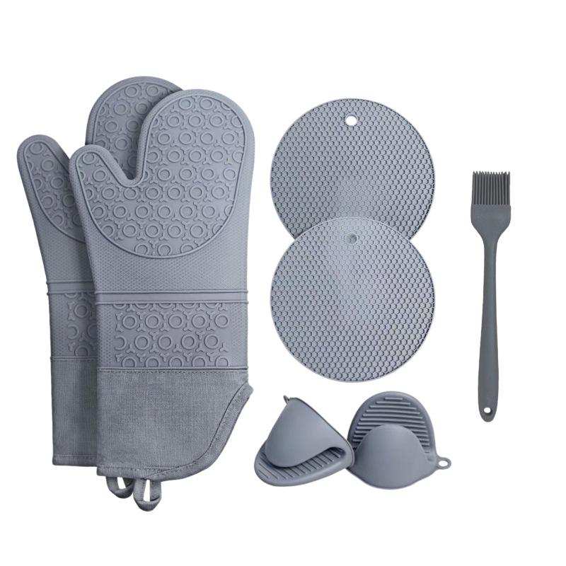 

Набор силиконовых кухонных перчаток против ожогов и термостойких – Нескользящие, Толстые, Безопасные при высоких температурах для выпечки и использования в микроволновой печи