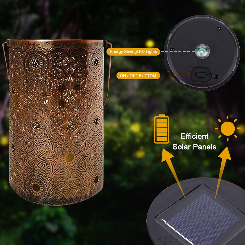 Butterfly/Flower/Leaves Outdoor LED Lights Hollowed-Out Metal Decor Lantern Outdoor Hanging Lantern for Patio Yard Pathway Decor