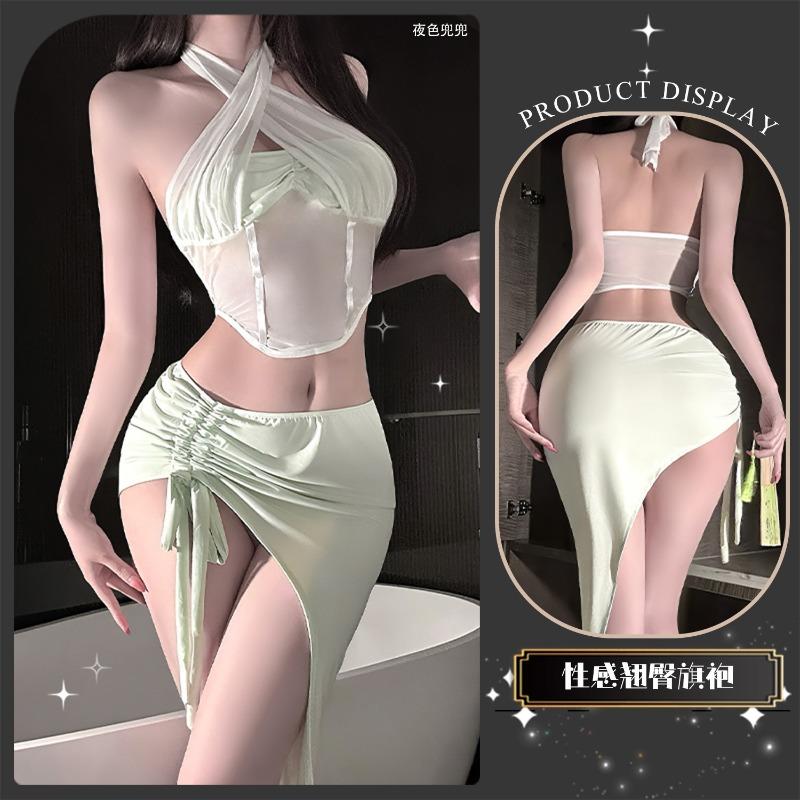 Sex underwear seduction passion neck belly pocket set pure desire wind can show buttocks set perspective backless flirting
