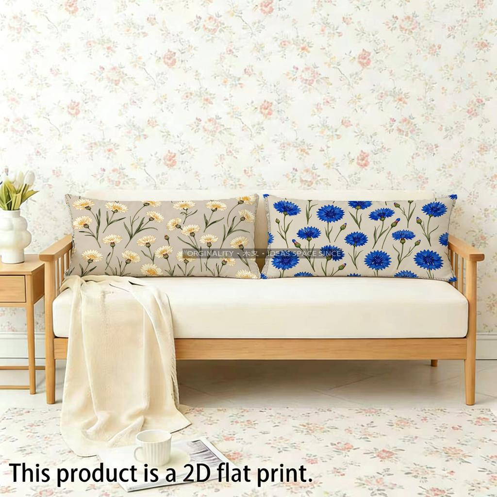 Rechteckige Kissenhülle mit Blumenmuster Geeignet für Sofa Schlafzimmer Auto Kissenbezug Kissen Rechteckiges Rückenkissen
