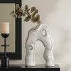 White Ceramic Vase Abstract Ornaments with Irregular Geometric Lines Flower Vase Flower Arrangement Accessories Home Decoration
