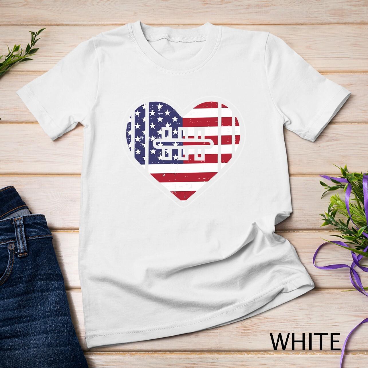 American Football Heart US American Flag 4th Of July Fourth Unisex T-Shirt Mens Womens Tees Top XL