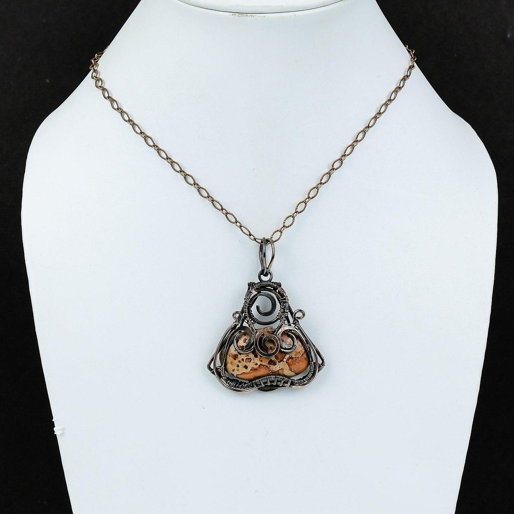 Asteroid Jasper Pendant Copper Wire Wrapped Pendant Antique Jewelry Handmade Pendant Natural Gemstone Pendant Wire Wrap Jewelry Gift For Her