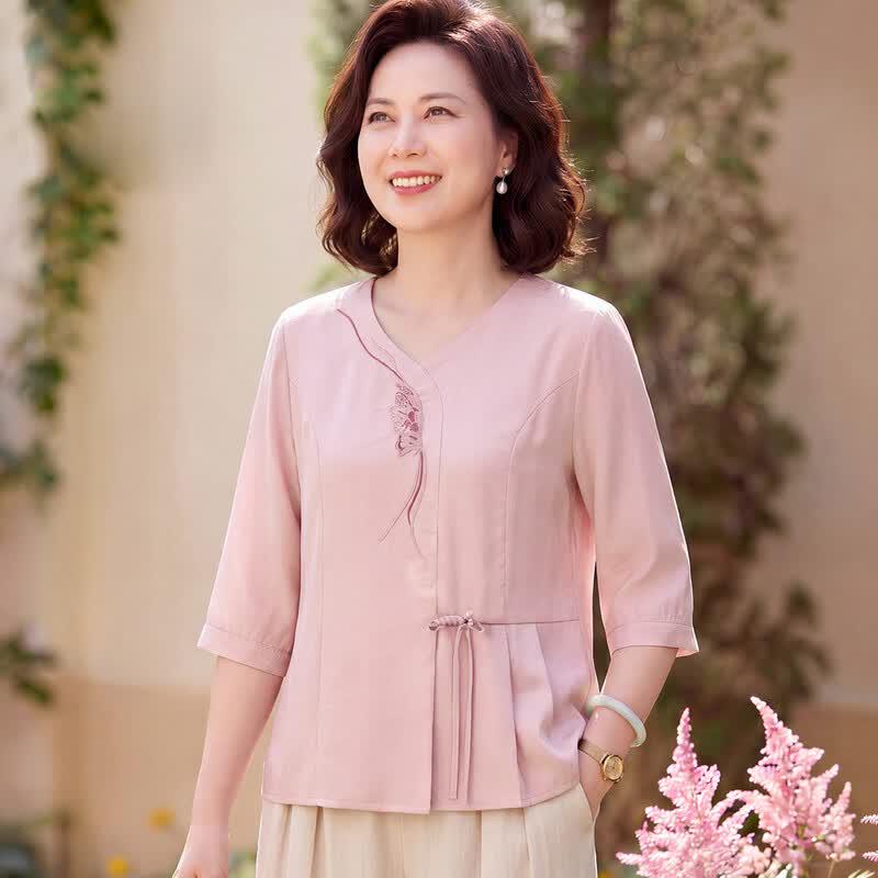 Elegant Plus Size New Chinese Style Festive Summer Blouse