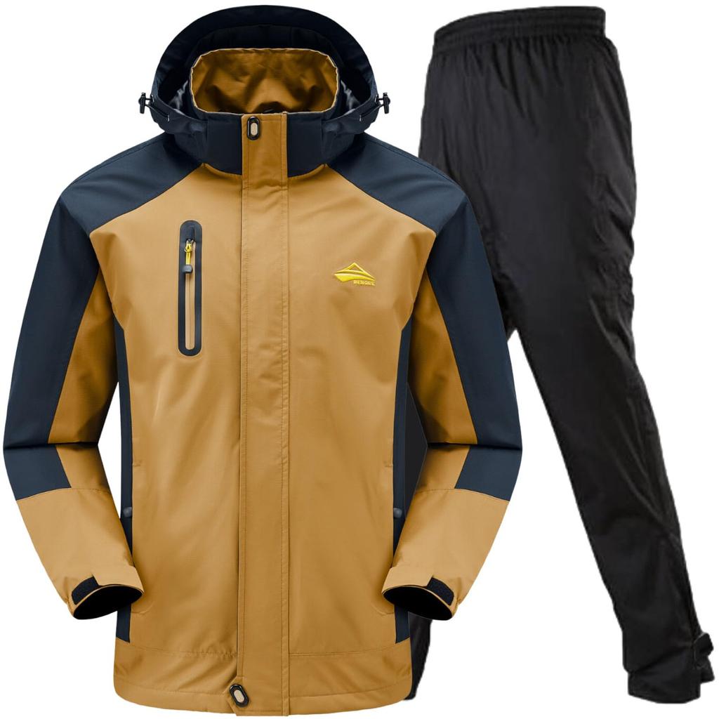 Benke Rainwear Perfect for Heavy and Includes Rain Mountain and Waterproof Rain Jacket Size Men's Set, Rain, Hiking, Fishing, Motorcycles. Pants,