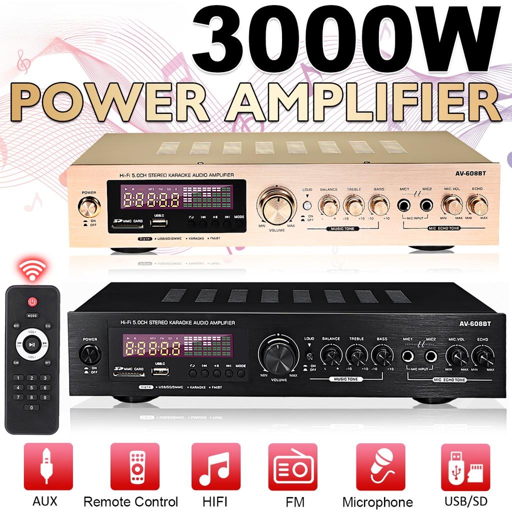 3000W Bluetooth5.0 Audio Power Amplifier Home Theater Amplificador Audio with Remote Control Support FM USB
