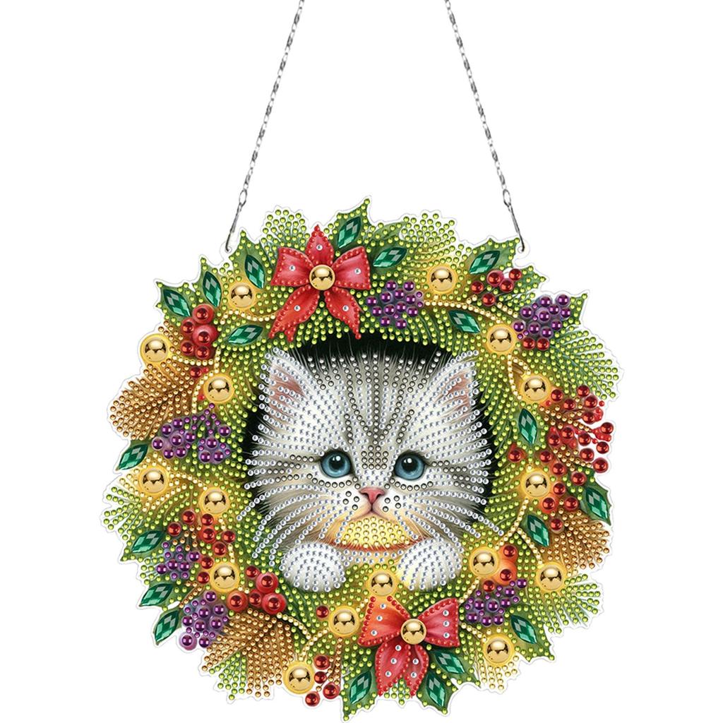 2D Flache Weihnachten DIY Hängende Diamantmalerei Kits Einseitiger Bohrer Diamantmalerei Acryl Anhänger DIY Heimdeko Hängender Charme