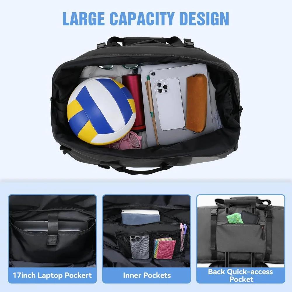 Gym Bag for Men Women 54L Large Duffle Bag Backpack Sports Travel Duffel Bag with Shoe Compartment & Wet Pocket