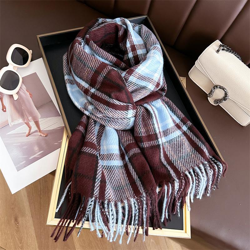 Fashion Cashmere Scarf Warm Winter For Women Wraps Shawls Neckerchief Pashmina Foulard Blanket Stripe Designer