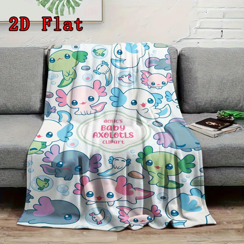 Cute Axolotls 2D Flat Pattern Flannel Blanket High quality All Seasons Warmth and Comfort Perfect for Christmas Gifts.PMT0914068