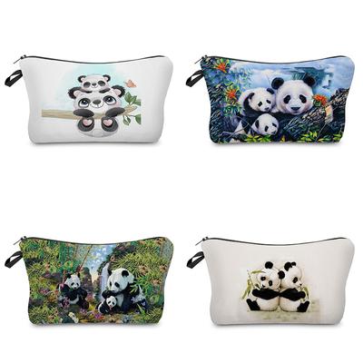 1pc Mignon Motif Panda Imprimé Sac en Toile de Maquillage, Sac de Rangement Portable pour Cosmétiques, Pochette Polyvalente Légère pour Femmes Filles Cadeau de Noël