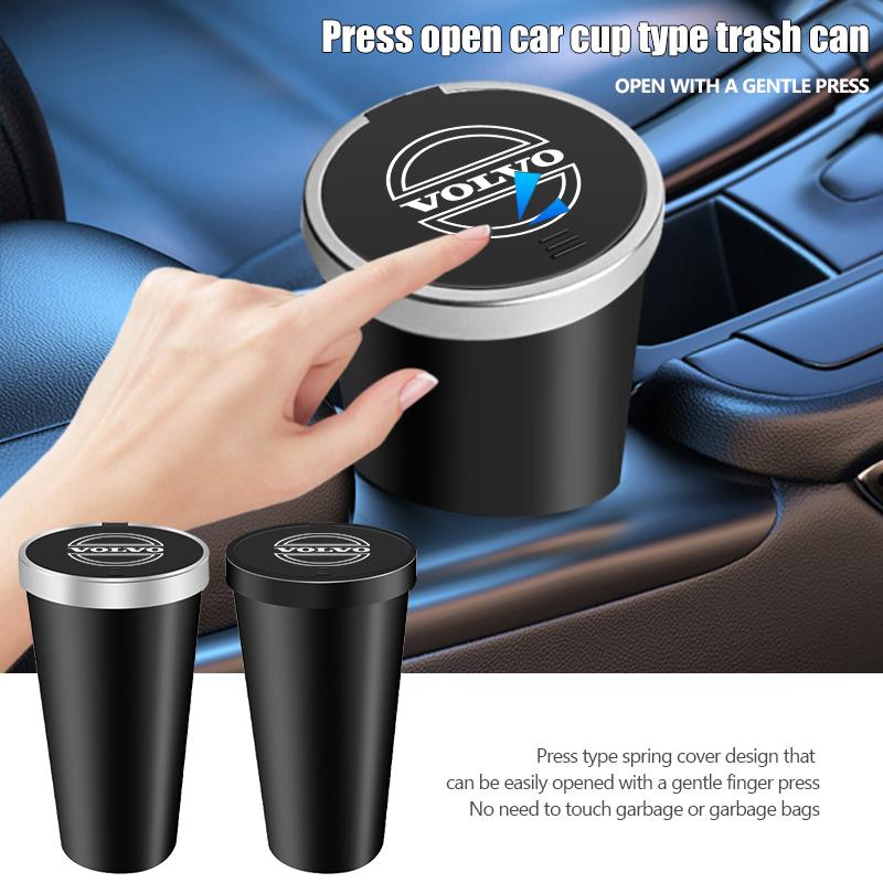 Universal Car Storage Trash Can Cup Holder Press Type Garbage Bin For Volvo XC90 V90 V60 V40 S80 S60 S90 C40 XC60 XC40 V70 XC70 NS0