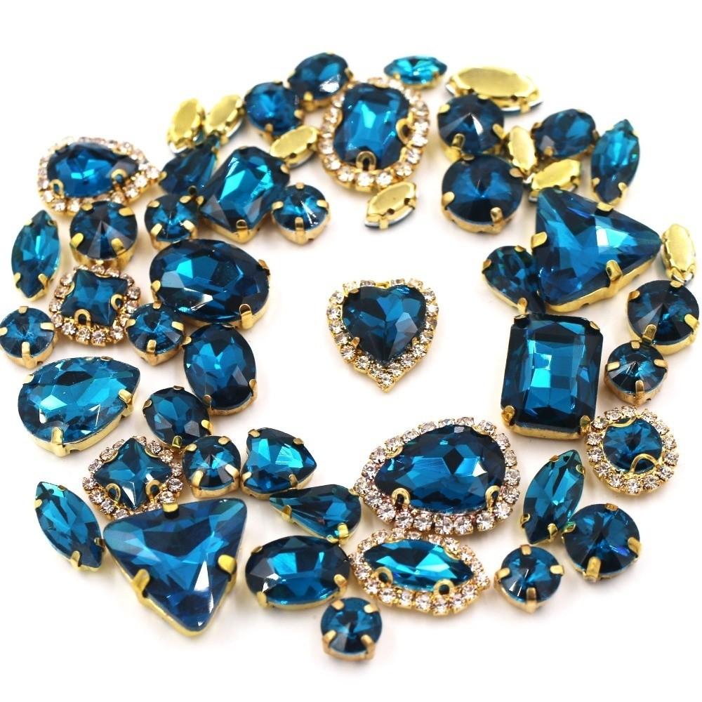 50pcs Set Shining Multicolor Water Drop Rhinestone DIY Craft Mixed Claw Drill Buckle Crystal Buckle Wedding Dresses