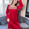 Nuisette de luxe en velours rouge pour femme - Vêtement d'intérieur élégant d'automne/hiver