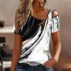 T-shirt da donna a maniche corte con stampa a forma di cuore, spalle scoperte, scollo irregolare con ritaglio, top casual estivo