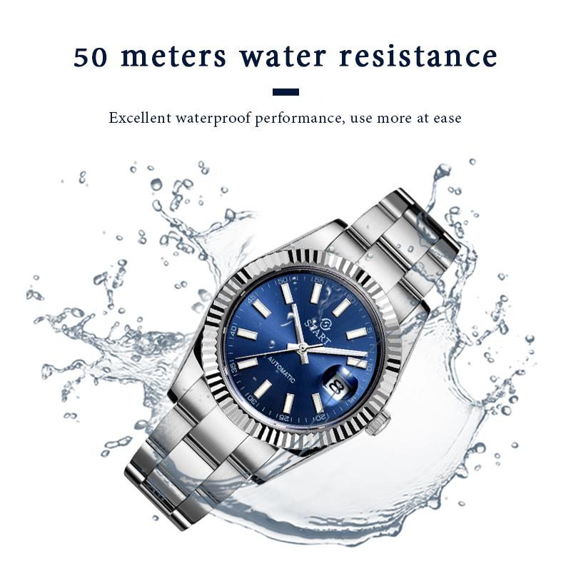 Start Men's Watch Luminous Scale Dial Automatic Mechanical Watch Date Function Waterproof Metal Watch