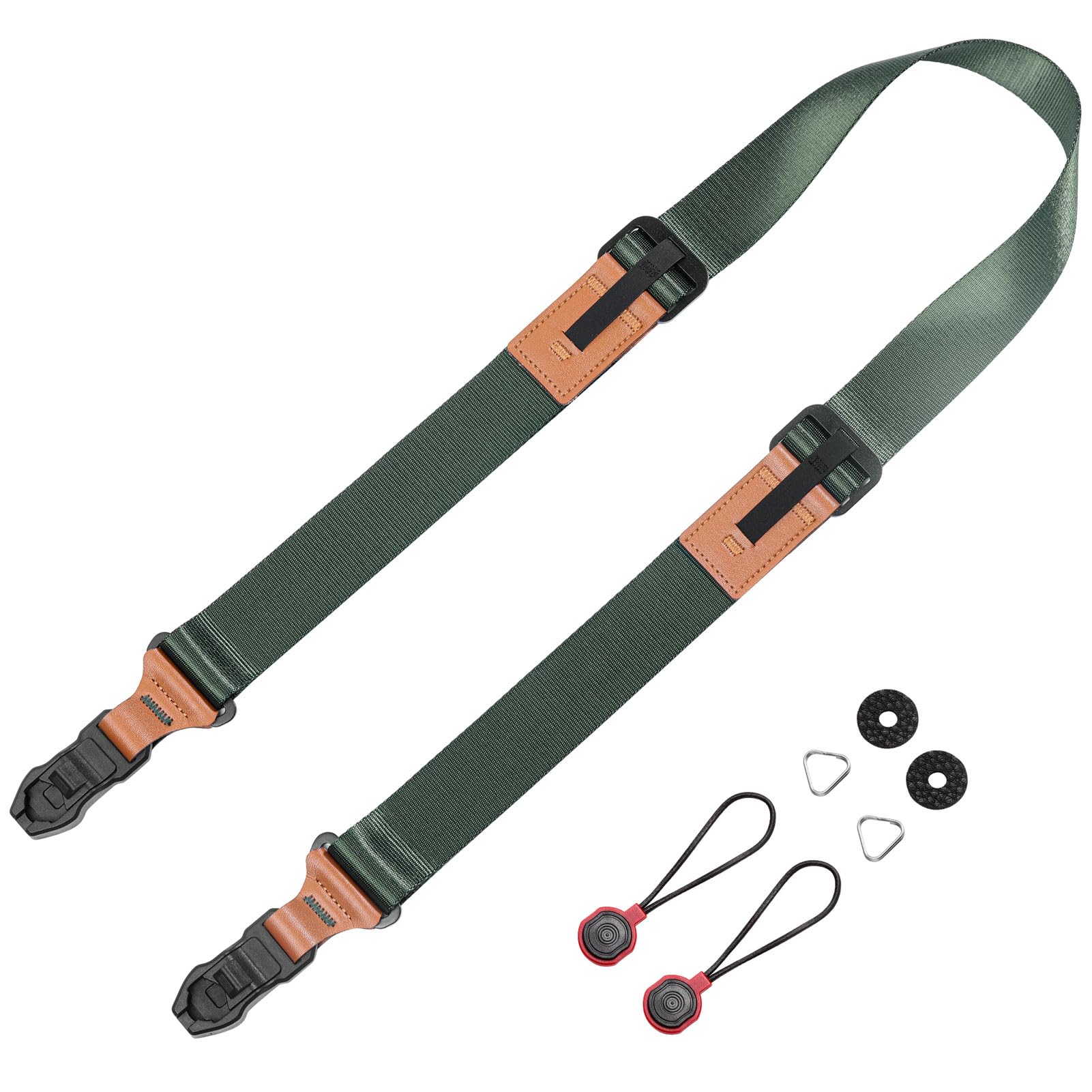 

[Cobby] Camera Strap, 35mm Width, Anchor Links Camera Neck Strap for SLR, Mirrorless, Digital Cameras, etc., Adjustable, 3-Layer Anchor (Green)