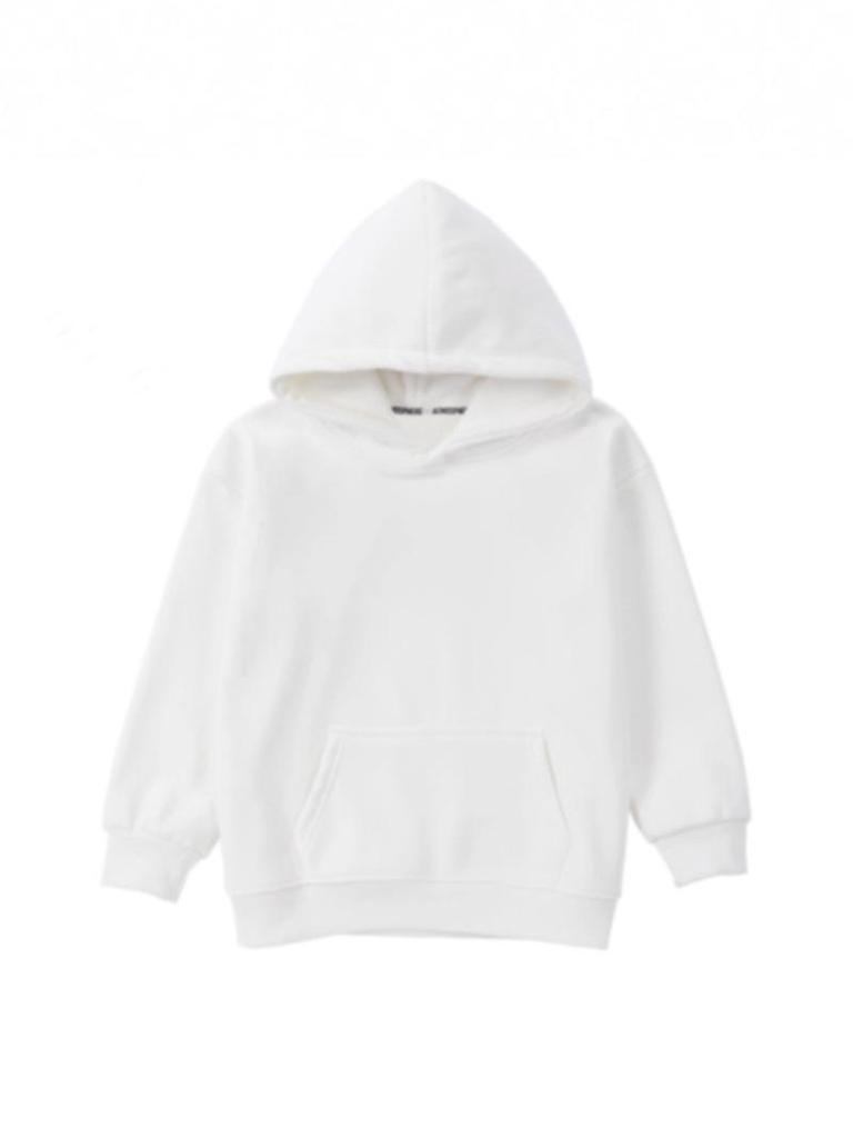 Kids' Hooded Sweatshirt - Unisex, Pure Cotton, 320g, Fleece Lining, Solid Color, Loose Fit for Boys & Girls.
