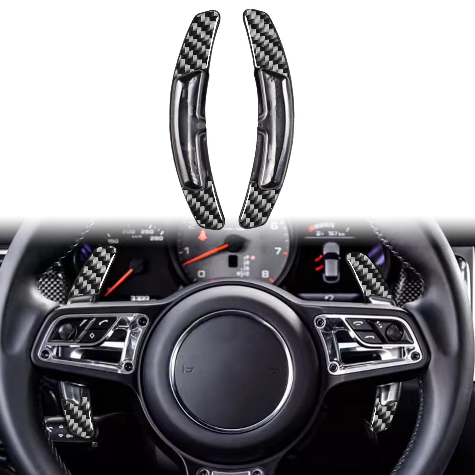 2x For Porsche Panamera/Macan/718 Carbon Fiber Steering Wheel Shift Paddle Trim