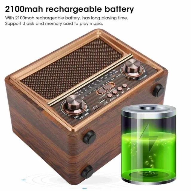 Holz Drahtloser Bluetooth Lautsprecher Radioempfänger Wiederaufladbar FM/AM/SW UNTERSTÜTZT USB/SD/TF HIFI Sterero MP3-Player