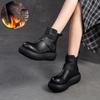 Shanghai Jiechu 2024 Autumn/Winter Cowhide Round Toe Korean Style Women's Boots