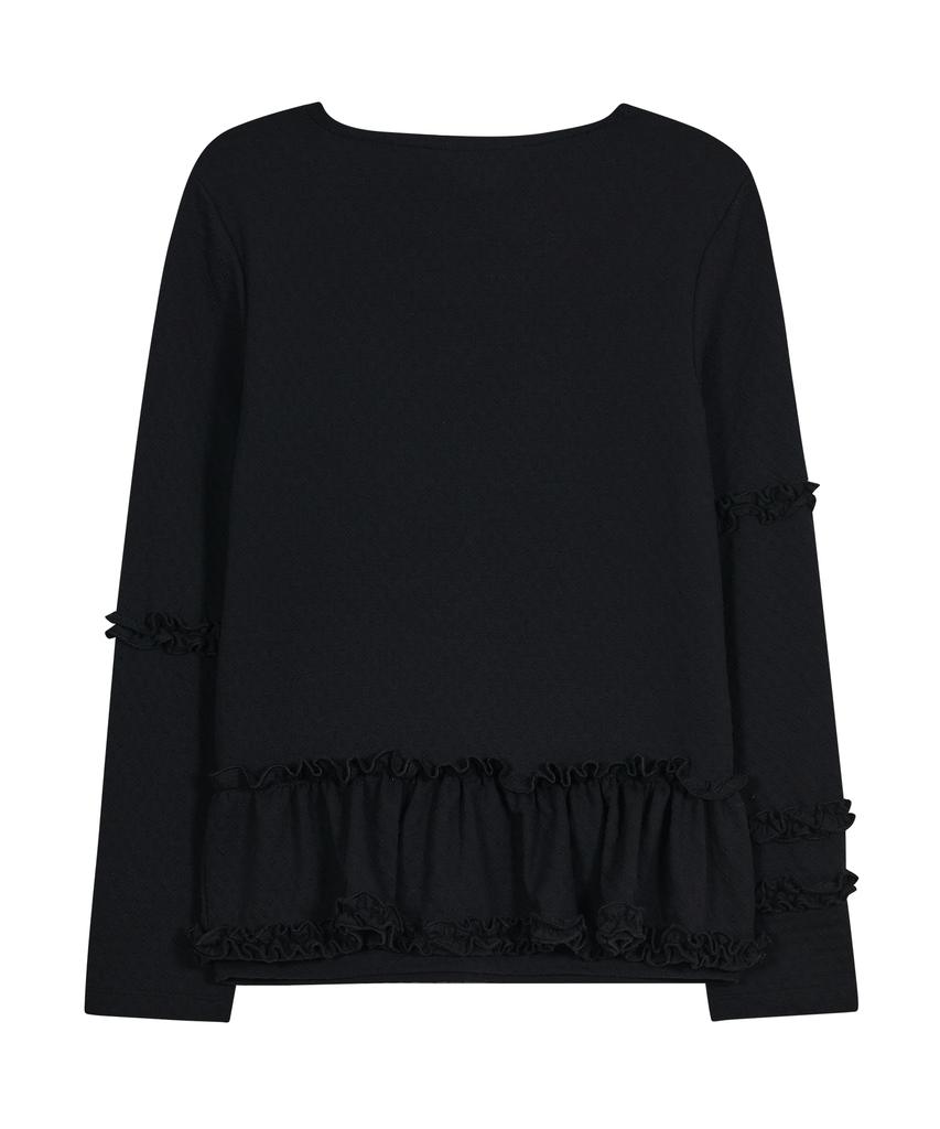 Taibseobiseu Flared Ruffle Top [Black]