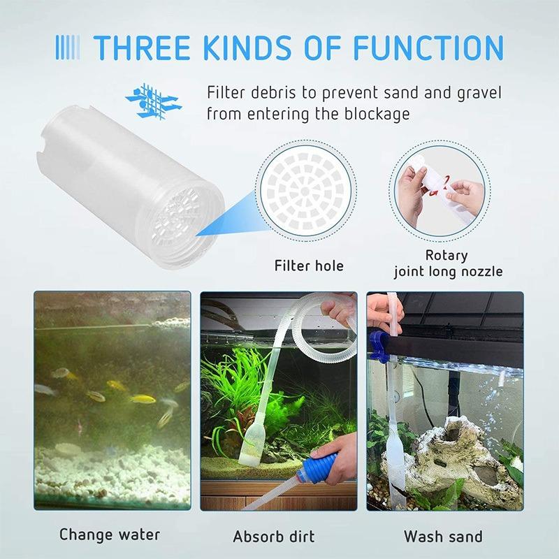 Premium Grey Aquarium Fish Tank Water Changing Syphon Pipe 1.5 Meter Flexible | Easy To Use Gravel Cleaner