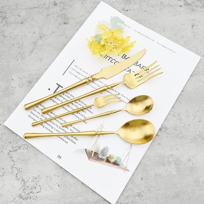 Gold 1 Pcs Vintage Knife Fork Tea Spoon Dinnerware Set 304 Stainless Steel Cutlery Set Luxury Matte Gold Tableware Patry Kitchen Silverware
