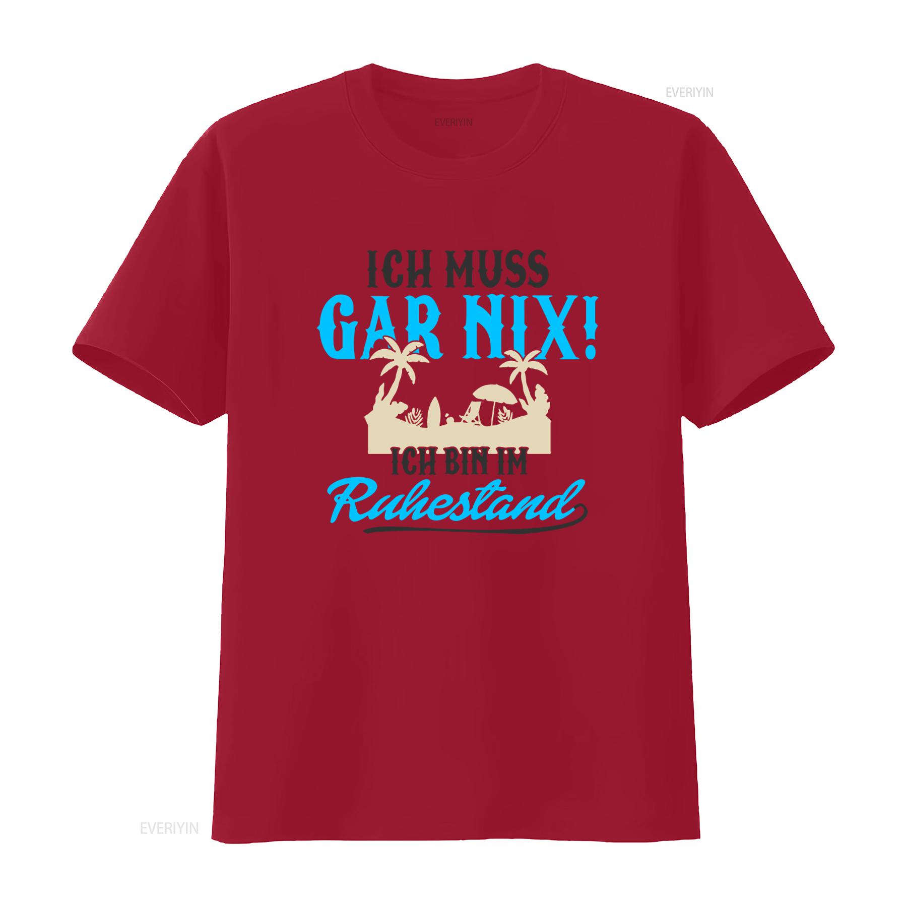 Ich Muss Gar Nix Bin Im Ruhestand Retirement Themed T Shirt with Beach Design vintage Washed Stylish Comfortable Soft Casual S