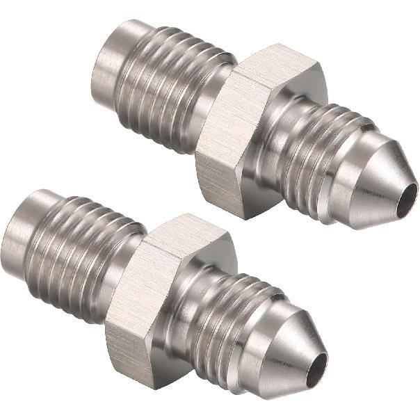3AN Male to 3/8-24 Male Inverted Flare Stainless Steel Brake Adapter Fitting Connector 2PCS