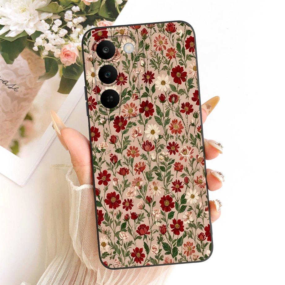 Per Realme C83 C100 Custodia per Telefono Floreale Margherita Estetica Luna Notte Modello Fiocco Funda Copertura Posteriore in Silicone Morbido Opaco Realme P4 Lite