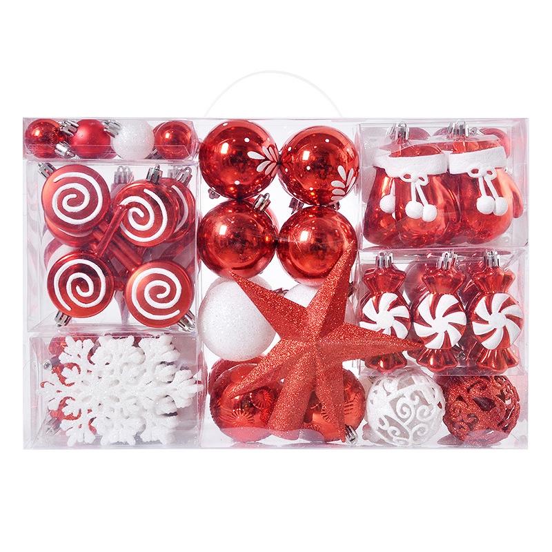 

Рождественское подвесное украшение 130 комплектов Шар Рождественская елка Гальванический пластиковый шар Окрашенный орнамент Елка Top Star Рождественский шар