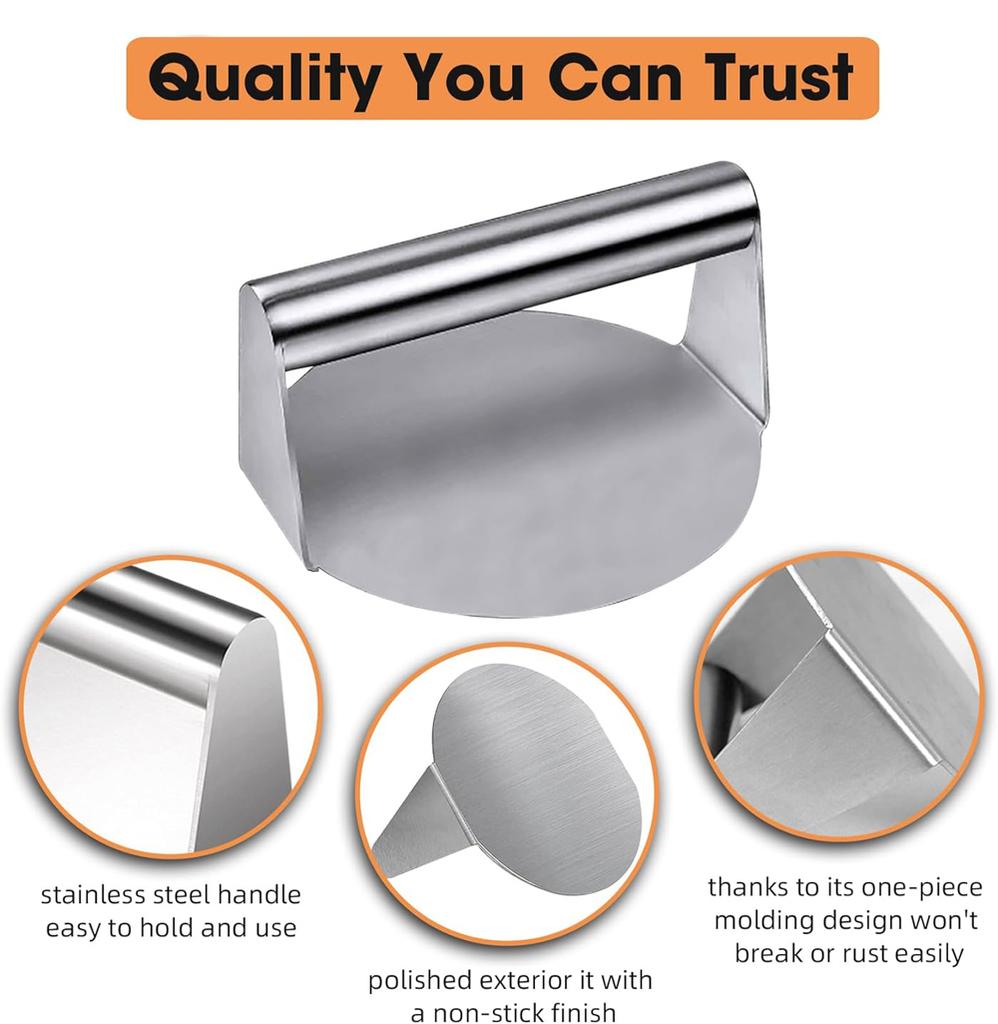 New Hamburger Meat Press 430 Stainless Steel Non-Stick Meat Burger Press Circular Square Burger Kitchen Tool Meat Press